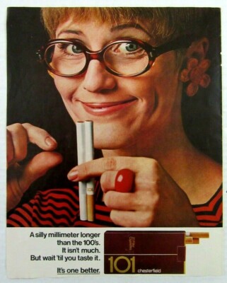 1968 CHESTERFIELD 101 Filter Cigarettes Magazine Ad - It's One Better