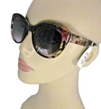 Nanette Lepore Black Cat Eye Sunglasses Vibrant Translucent Floral NN262-OXF