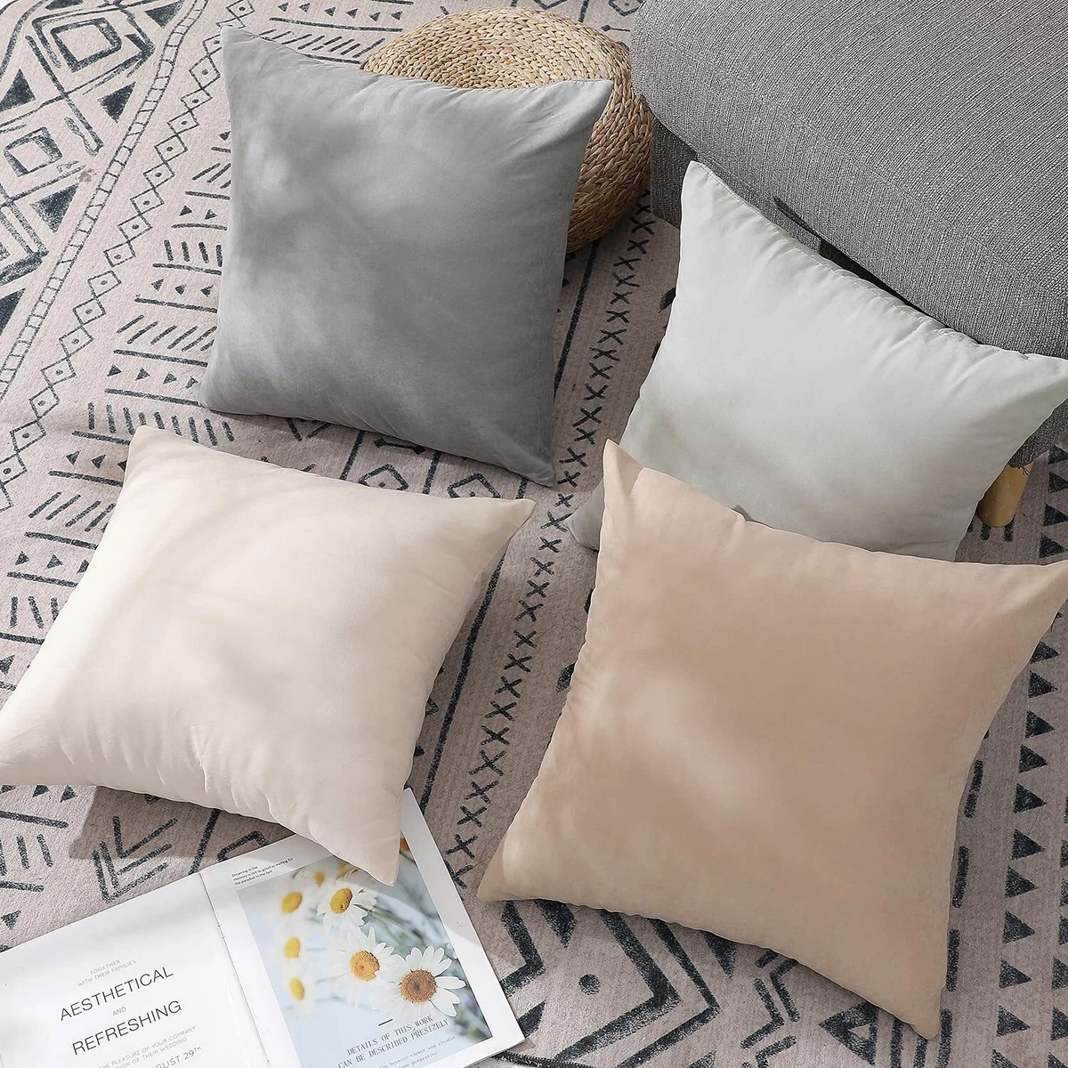 Neutral pillows top