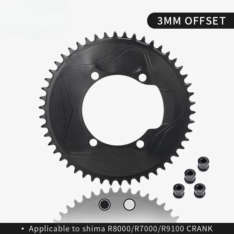 110BCD Bike Chainring 3mm Offset Sprocket for R7000/R8000/R9100 4-screw Crank - Image 2 of 4