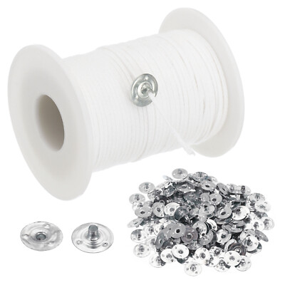 200Ft Braided Candle Wicks, 21 PLY Cotton with Metal Candle Wick Sustainer Tabs