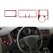 Para VW Golf 4 GTI Jetta MK4 99-04 Rojo Fibra de Carbono Salpicadero Coche Salida de Aire Borde
