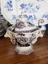 Rare Antique Flow Mulberry Ironstone Saucer Tureen Jacob Furnival Floral