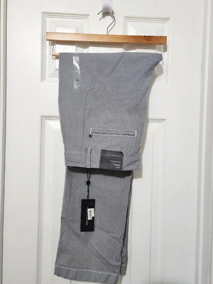 Tommy Hilfiger Hampton Stretch Slim Chino Blue White Striped Pants Sz 12 NWT 