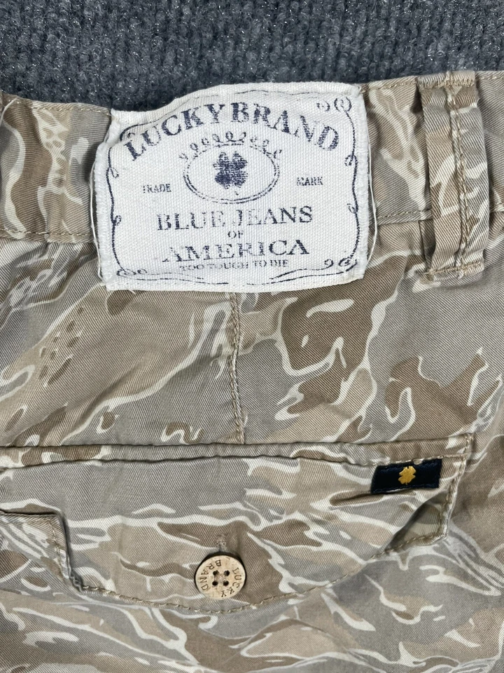 Pantalones Cortos Carga Lucky Brand Juvenil 16 Beige Camuflaje Niños Logo 100% Algodón Foto 4 de 4