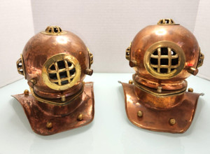 Vintage Copper Brass replica diver helmet decor Nautical Decor India Set of 2