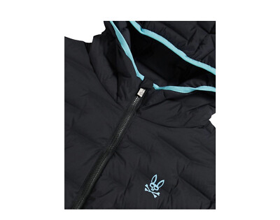 $399 Psycho Bunny Bampton Seamless Down Jacket B6J325Q1NS Black S
