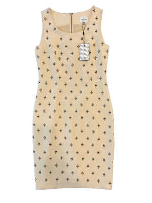 JOVANNA Premier US 6 Beige Midi Event Dress w/ Stones NWT Flaw See Pics