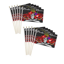1 Dozen Pirate Queen 12x18in Handheld Pirate Queen Party Stick Flags