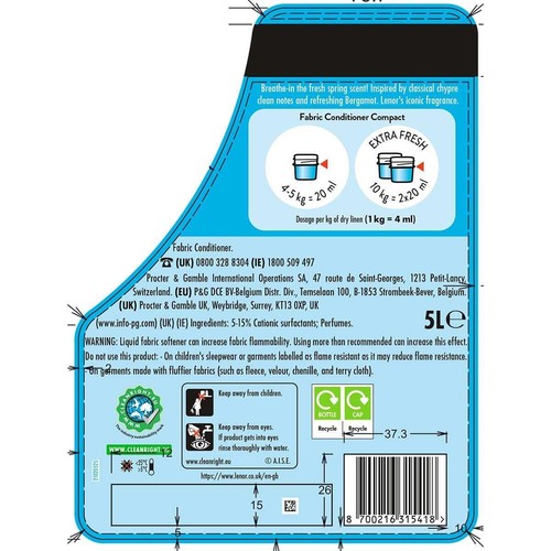 Lenor Spring Awakening 250 Wash Fabric Conditioner, 5 Litre - Picture 3 of 3