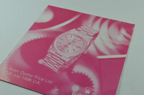 Rolex Catalogo Listino Prezzi 1996 Prezzo List Only Per UK | eBay