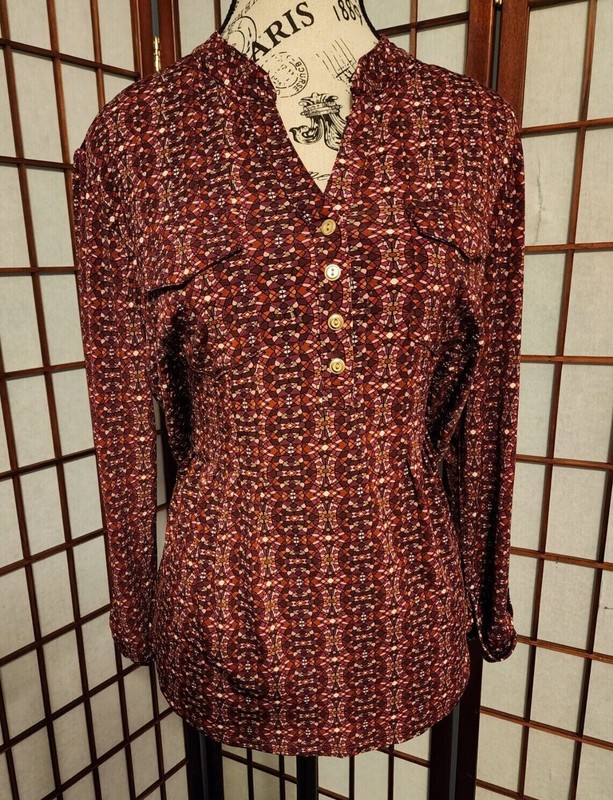 CB PETITE red floral blouse- size L