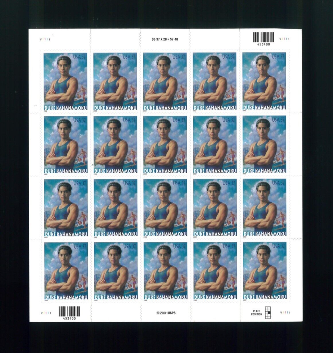 Duke Kahanamoku SE　「DUKE'S SHELL」 United States 37¢ Surfer Duke Kahanamoku Postage Stamp #3660 MNH