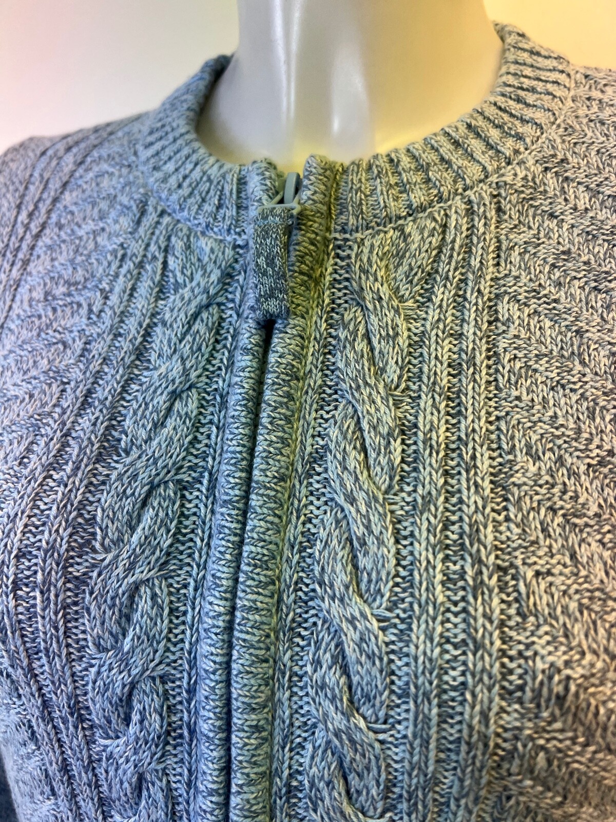 Ladies Ex Isle Essentials Cable Knit Blue Cardigan Size 1012 1416 18