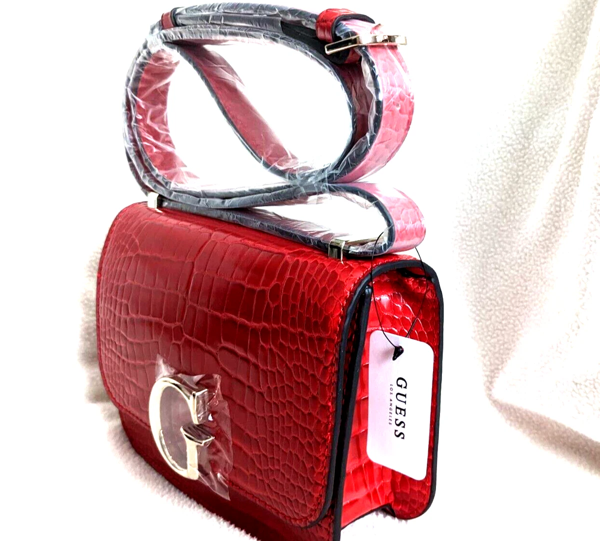 NWT Guess Corily Mini Crossbody in Red Faux Crocodile