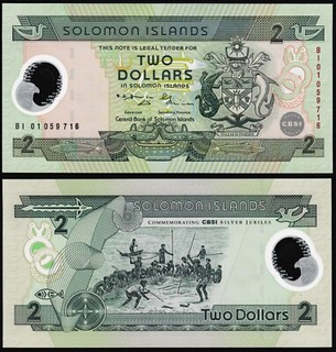 Solomon Islands 2$ 2001 CBSI Silver Jubilee P23 Prefix BI Polymer UNC