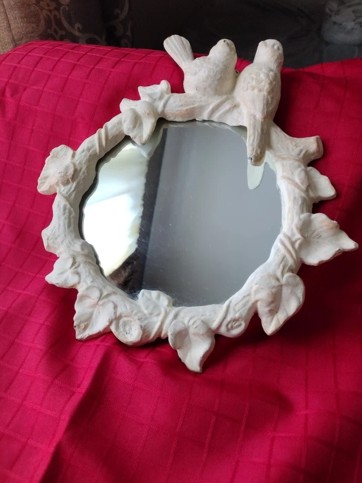 Espejo con marco de hierro fundido vintage, acabado envejecido original Foto 3 de 4