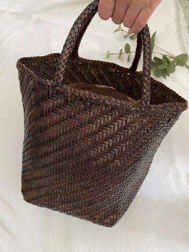 Dragon Tote Bag Handbag Diffusion Leather Mesh Braided Brown Authentic Used VG