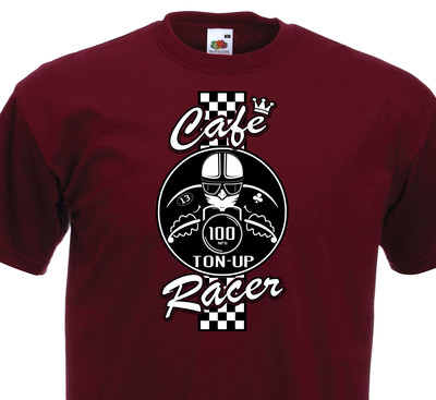 Camiseta Café Racer Vintage Motocicleta Ton-Up Motero Custom Retro