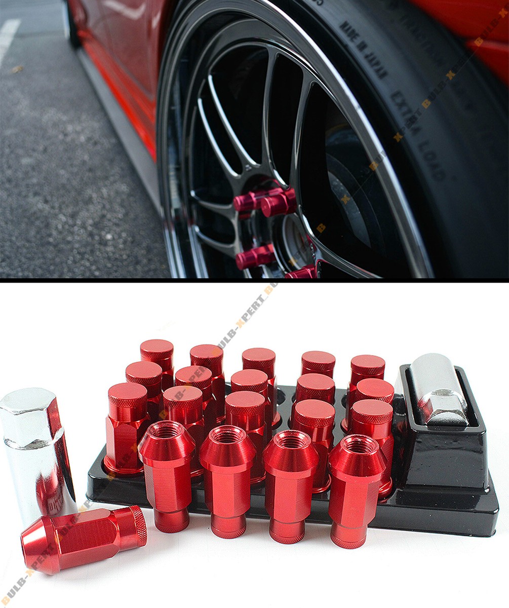 M12X 1.5 THREAD JDM SPEC ALUMINUM RED CLOSED END WHEEL LUG NUT+