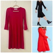 Sonnet James Sz Small Rosie Long 3/4 Bell Sleeves Tea Length Play Dress in Red