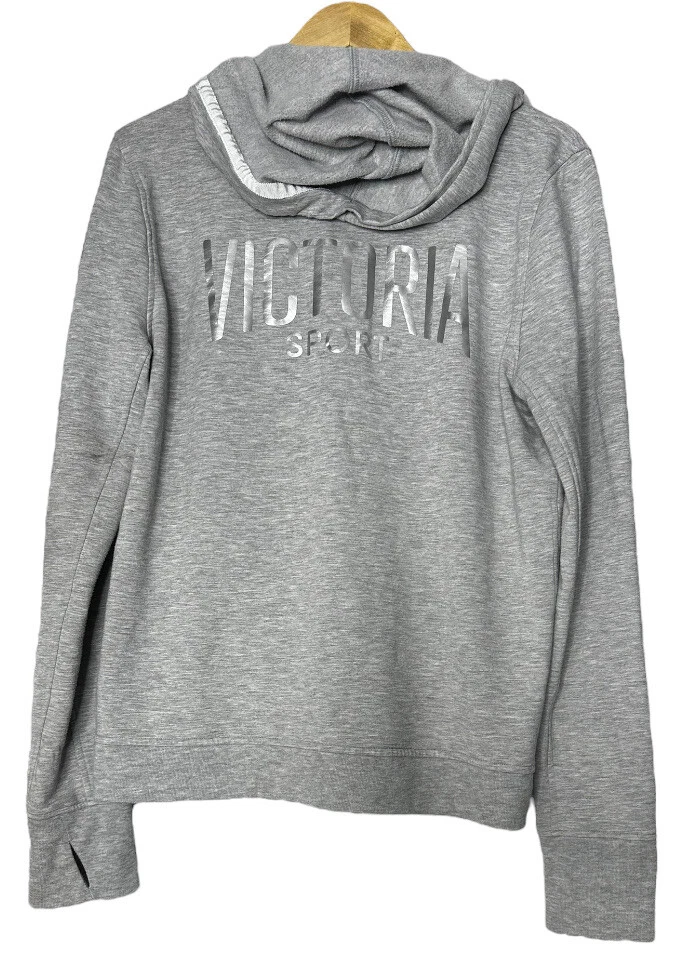 UNDERCOVER Felpa con cappuccio Victorias Secret Sport grigio erica e bianca grande SPEDIZIONE VELOCE!