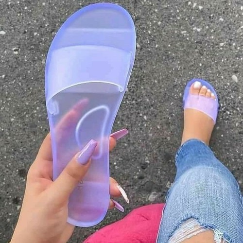 Womens Clear Flip Flop Fashion Slippers Transparent Shoes Size US 6-10 |  eBay