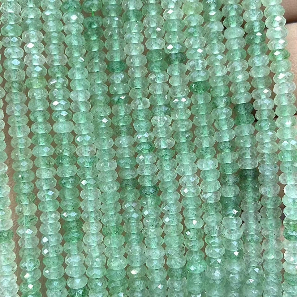 Cuentas espaciadoras de cuarzo rondelle planas de piedra natural facetada de 2x5 mm Foto 3 de 4