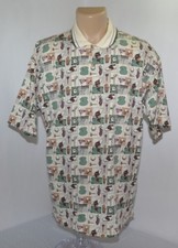 VTG Warner Brothers All Over Print Tasmanian Devil Taz Golf Polo Shirt Mens L