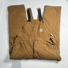 Carhartt Double Knee Bib Overalls 40x32 Union Vintage 80s Brown Quilted Thrashed