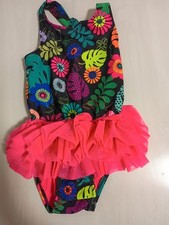 Cat  Jack Neon Floral Tutu One-Piece Swimsuit - Black  Hot Pink Size 2T