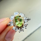 925 Sterling Silver Ring Green 6x4mm Natural Peridot Gemstone Zircon Flower Gift — photo 3