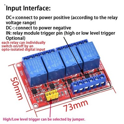 2PCS 4 Channel 5V Relay Module with Optocoupler High or Low Level Trigger Exp...