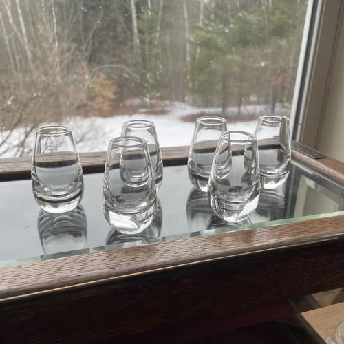 Vintage Steuben Crystal Shot Cordial Glasses Set of 6 Heavy Tear Drop Bullet
