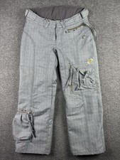 Obermeyer Bliss Pant Womens 9/10 Gray Herringbone Ski Cargo Insulated 85135