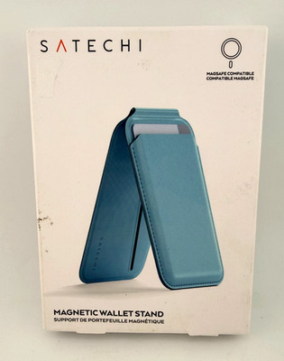 Satechi Magnetic Magsafe Wallet Series Double Flap Stand iPhone Wallet Blau