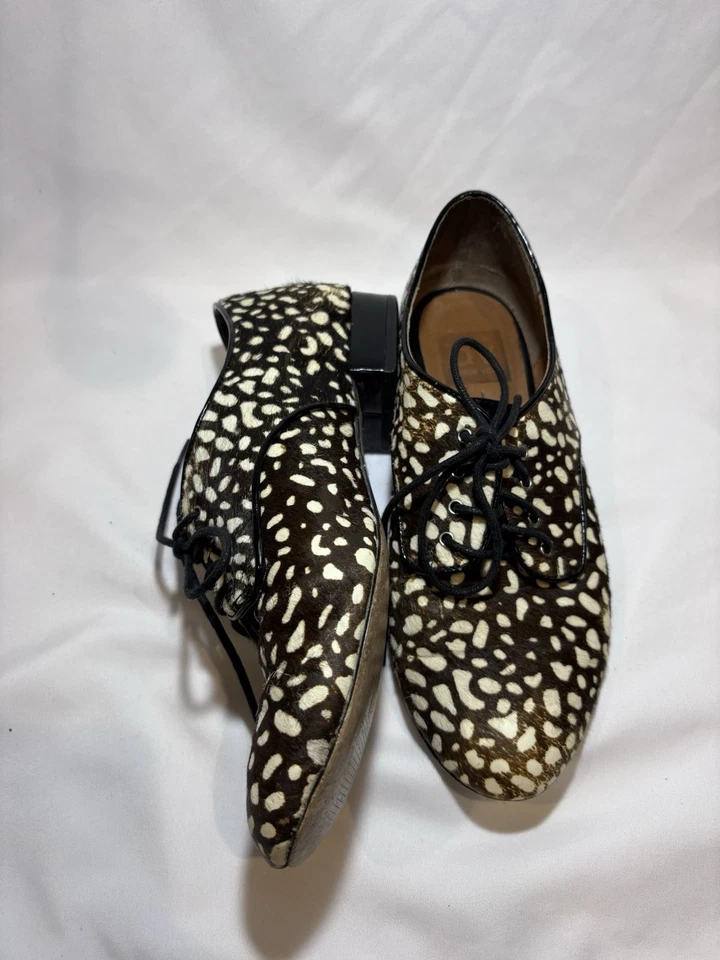 Zapatos Oxford Dolce Vita Derby para mujer 6,5 marrón estampado de leopardo con cordones de cuero Foto 2 de 4