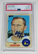 1968 Topps Jim Hunter #45 PSA 6 AUTO 8 Baseball Card  0 Higher  VTG  d. 1999