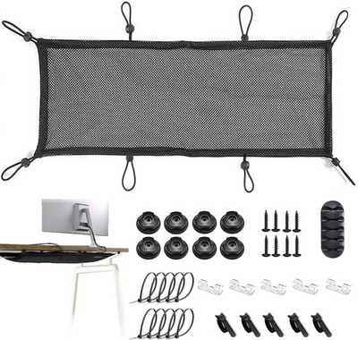 Under Desk Cable Management Net 36pcs Under Table Cord Management Mesh Organizer