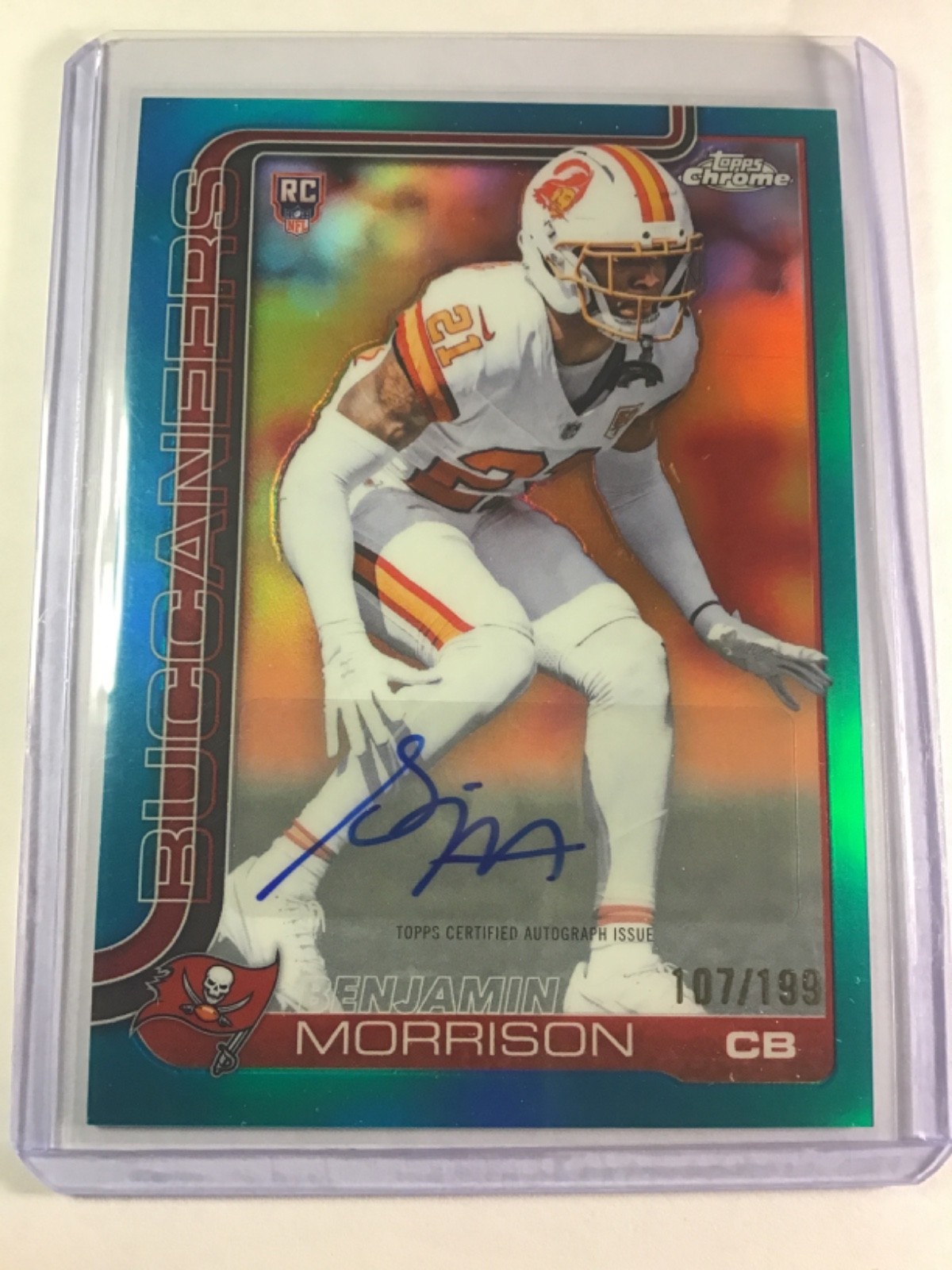 2025 Topps Chrome Benjamin Morrison Auto RC Aqua Refractor #/199 Rookie