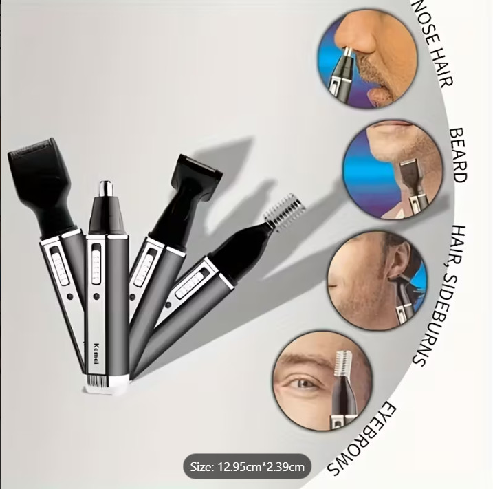 Kemei KM-6630 4-in-1 USB Rechargeable Electric Nose & Ear Hair Trimmer,