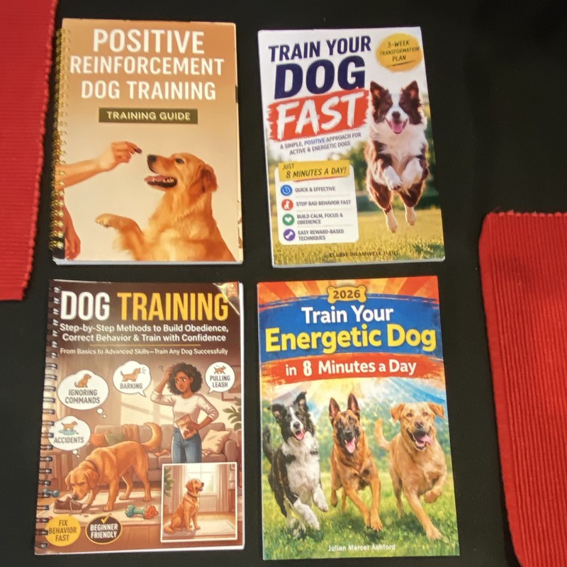 Lot of 4 Dog Training Books: Positive Reinforcement, Train Your Dog Fast, 8 Min