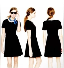 J. Crew Ponte Knit Fit-N-Flare Swing Short Sleeve Dress-Navy Blue Size 14