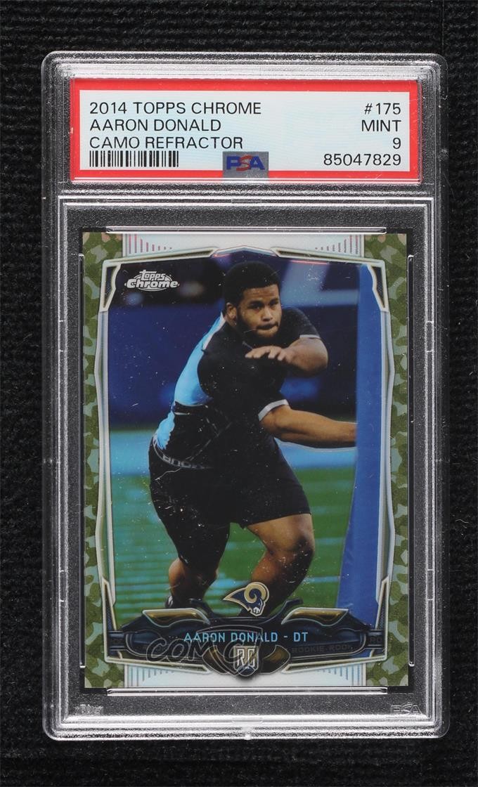 2014 Topps Chrome STS Camo Refractor /499 Aaron Donald PSA 9 MINT Rookie RC 7xr