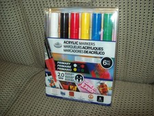 Acrylic Markers 6 pack 2.0 mm Royal Langnickel Primary Colors Reversible Tips