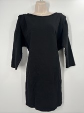 T.LA Women's 1/2 Sleeve Scoop Neck Solid Black Dolman Sweater Dress Size Small