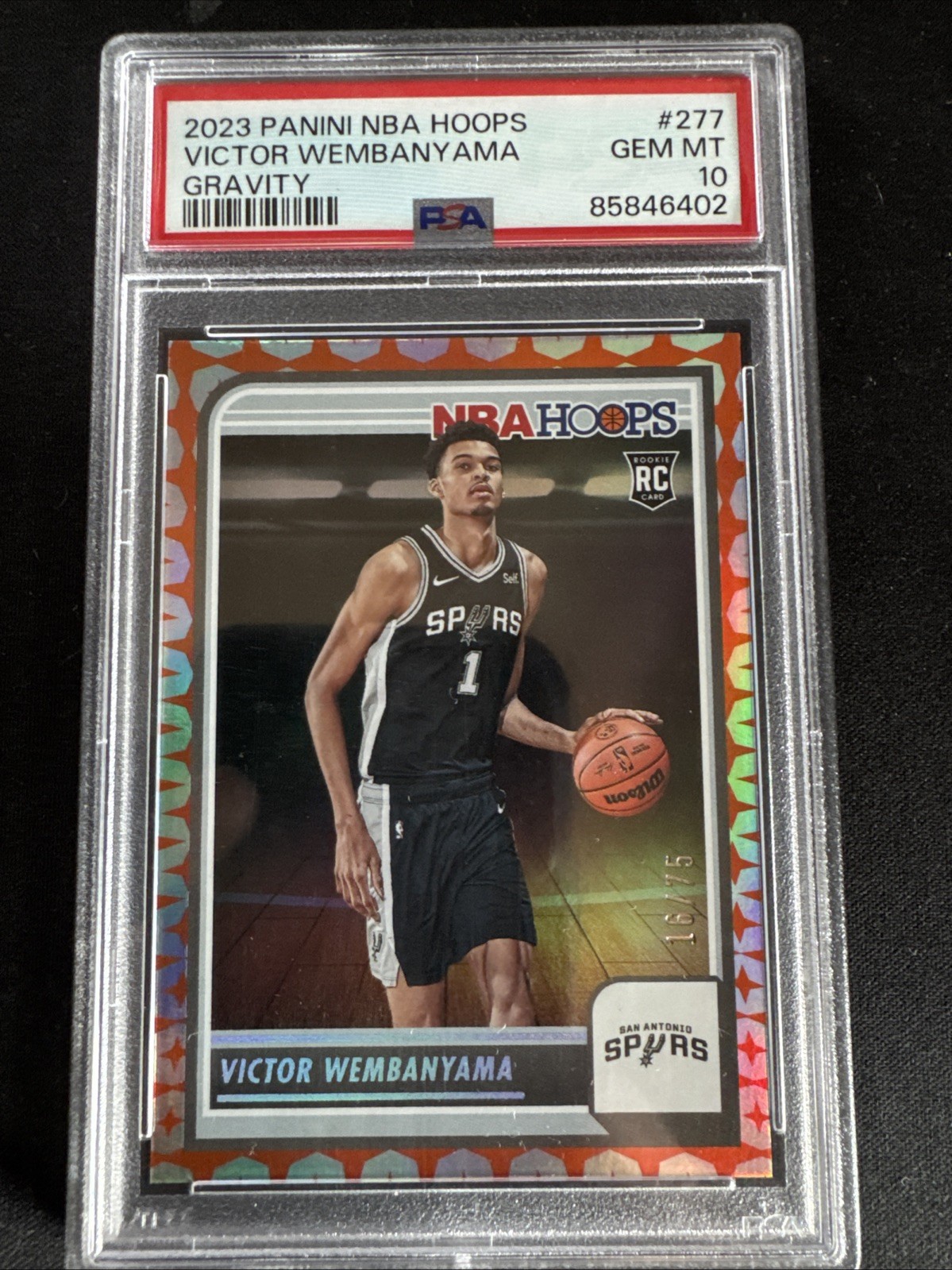 2023 Panini NBA Hoops Victor Wembanyama 277 Gravity /75. PSA 10 RC