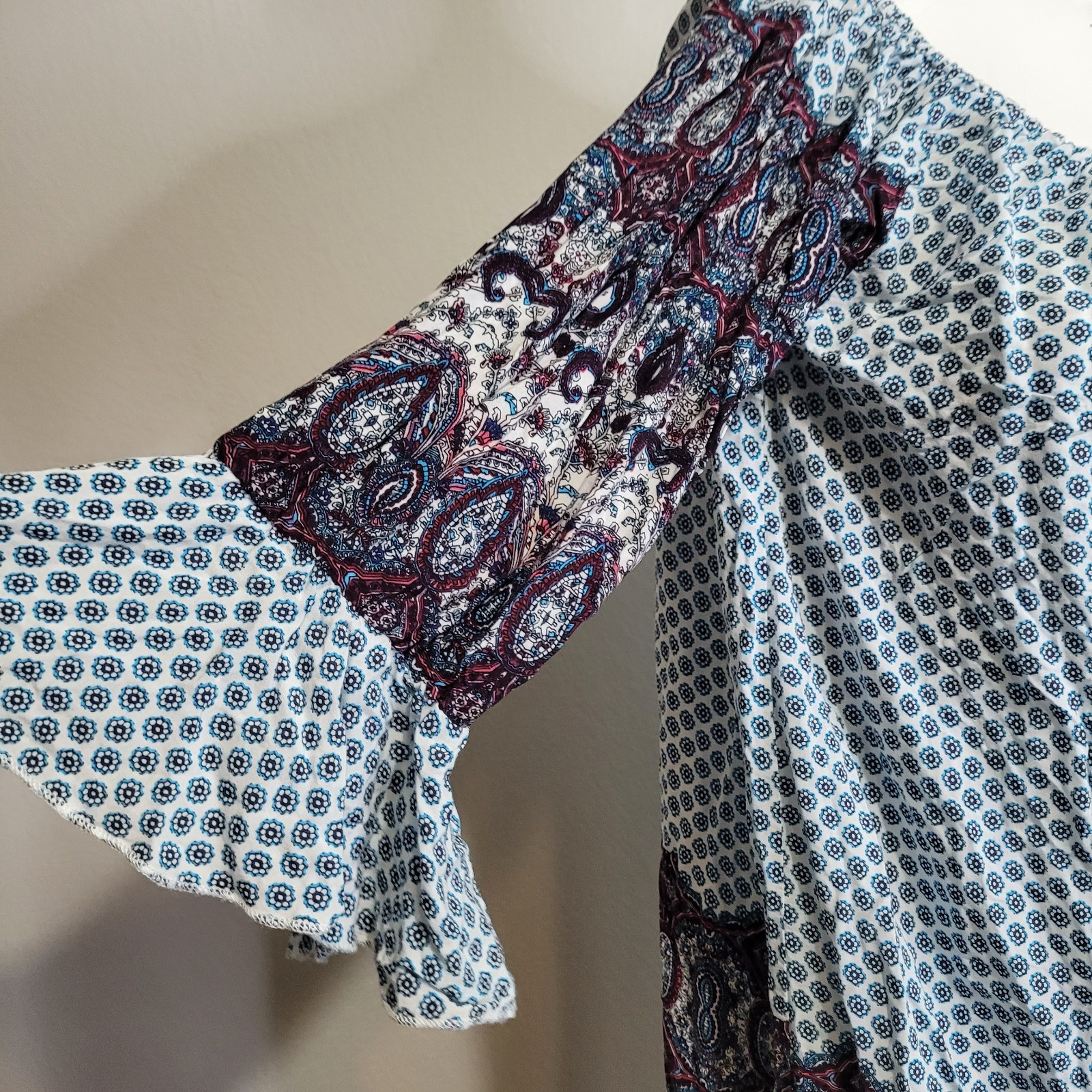 Umgee USA large blouse top patchwork drawstring f… - image 8