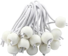 Waziaqoc 50 Pcs Ball Bungee Cords 4 Inch, Tarp Ties 4 White 