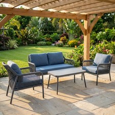 VivaGarden Salotto da Giardino Divano 2 Posti 2 Poltrone Antracite Moscow